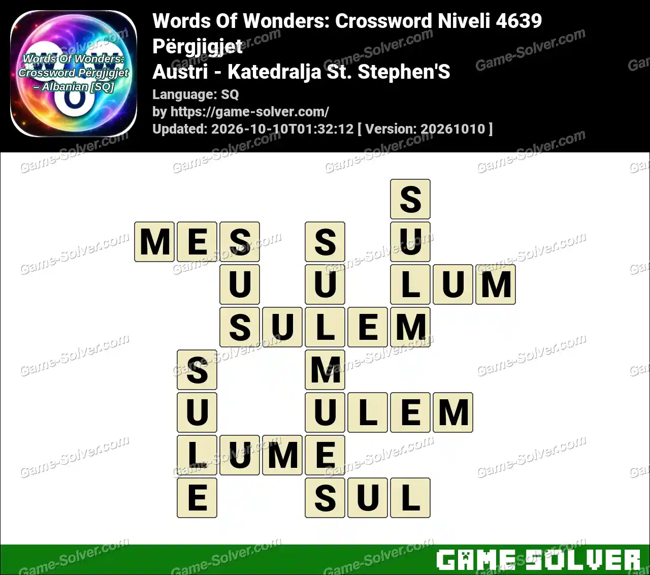 Words Of Wonders: Crossword Niveli 4639 Përgjigjet – Austri – Katedralja St. Stephen’S
